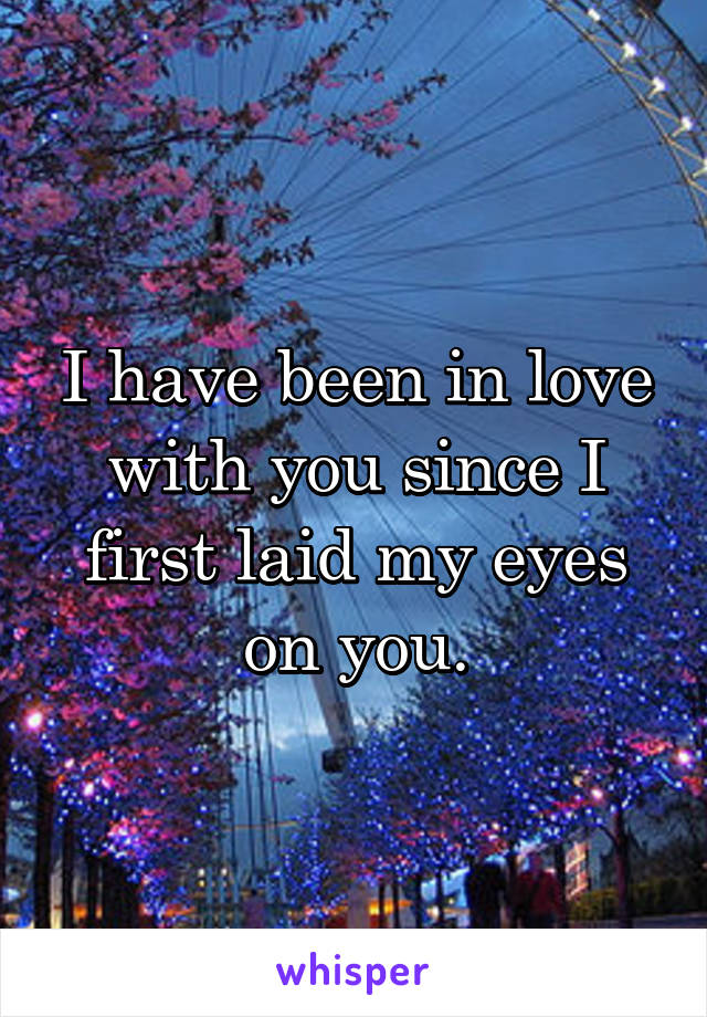 I have been in love with you since I first laid my eyes on you.