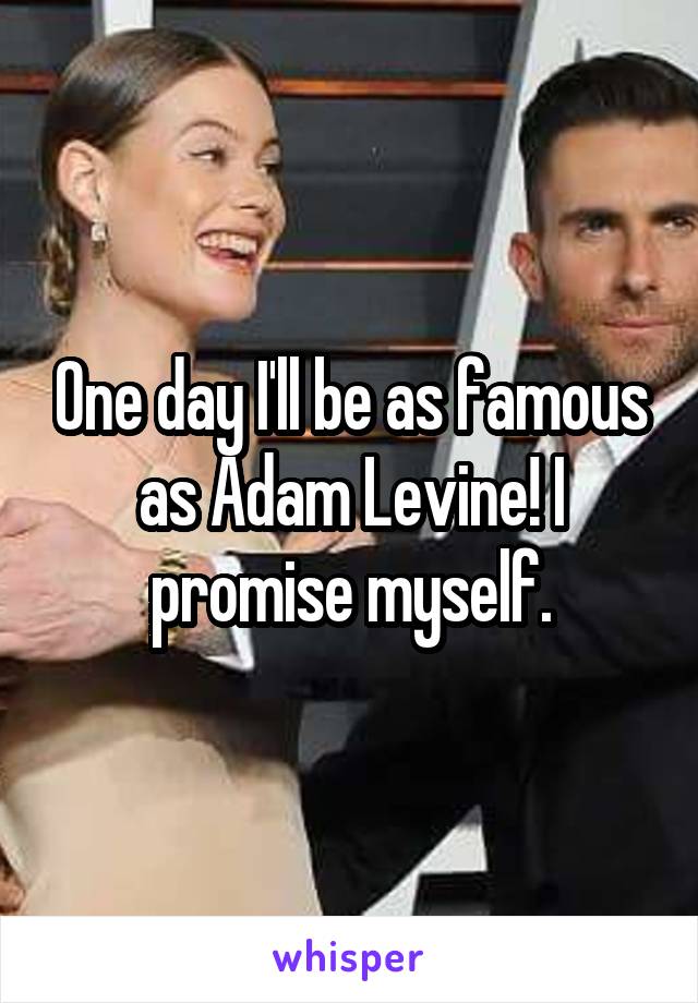 One day I'll be as famous as Adam Levine! I promise myself.