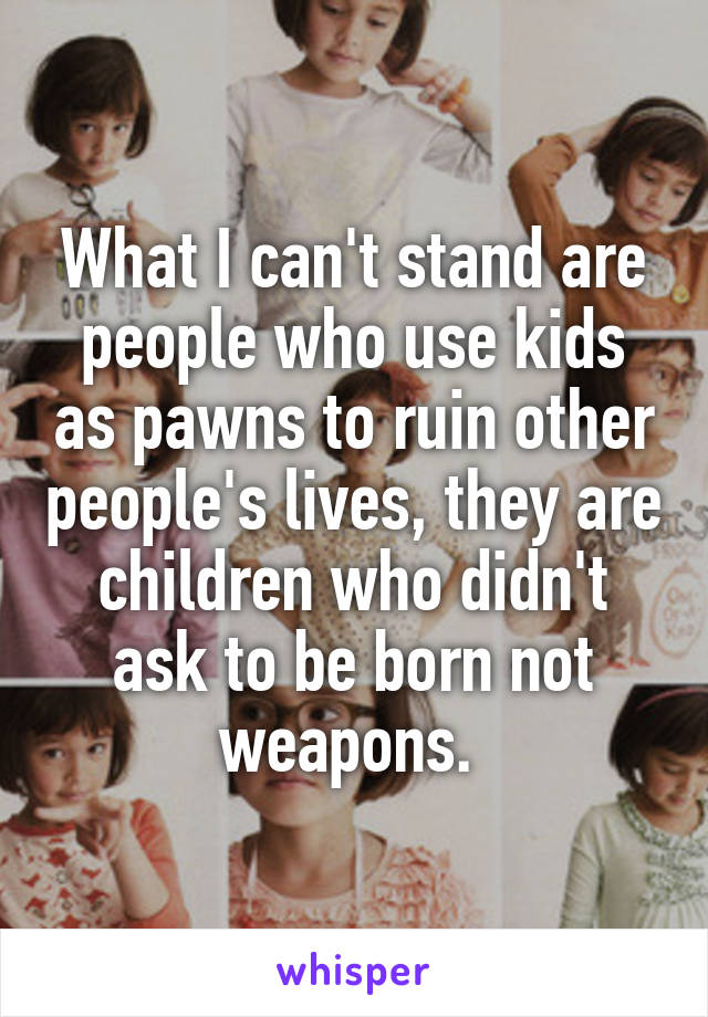 What I can't stand are people who use kids as pawns to ruin other people's lives, they are children who didn't ask to be born not weapons. 