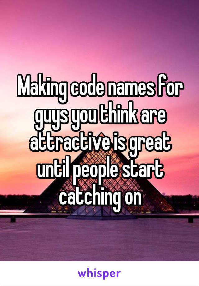 Making code names for guys you think are attractive is great until people start catching on