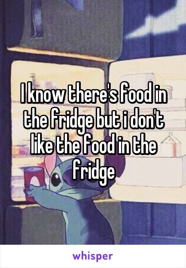 I know there's food in the fridge but i don't like the food in the fridge