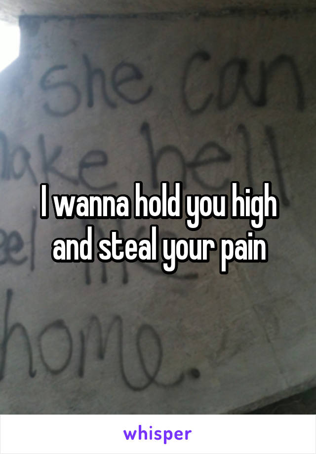 I wanna hold you high and steal your pain