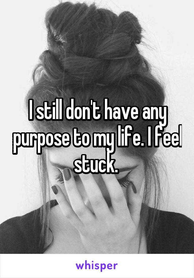 I still don't have any purpose to my life. I feel stuck. 