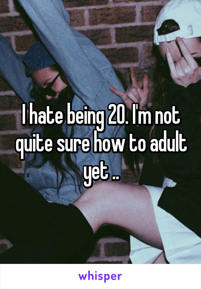 I hate being 20. I'm not quite sure how to adult yet ..