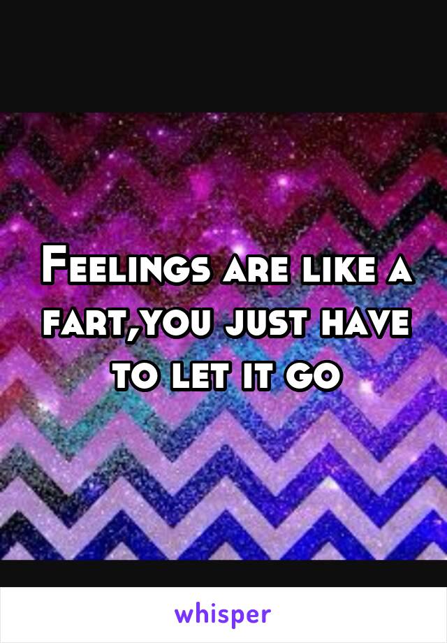 Feelings are like a fart,you just have to let it go