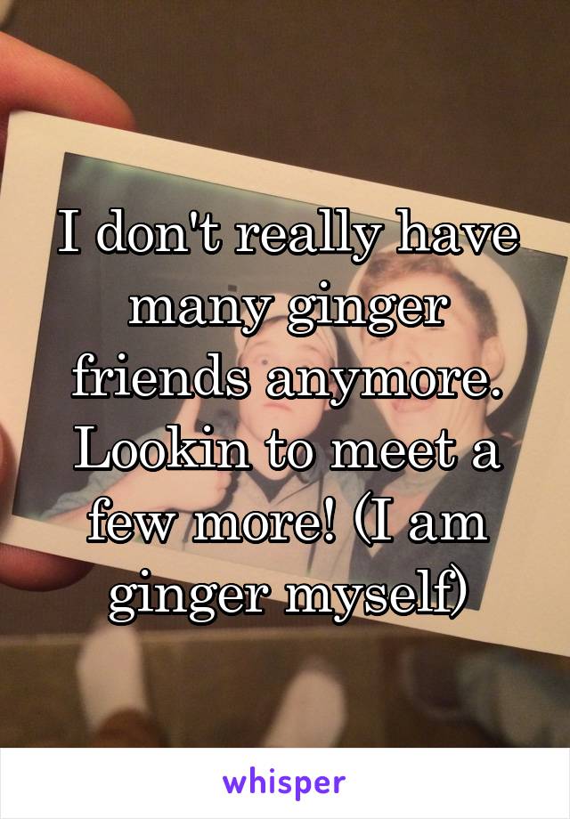 I don't really have many ginger friends anymore. Lookin to meet a few more! (I am ginger myself)