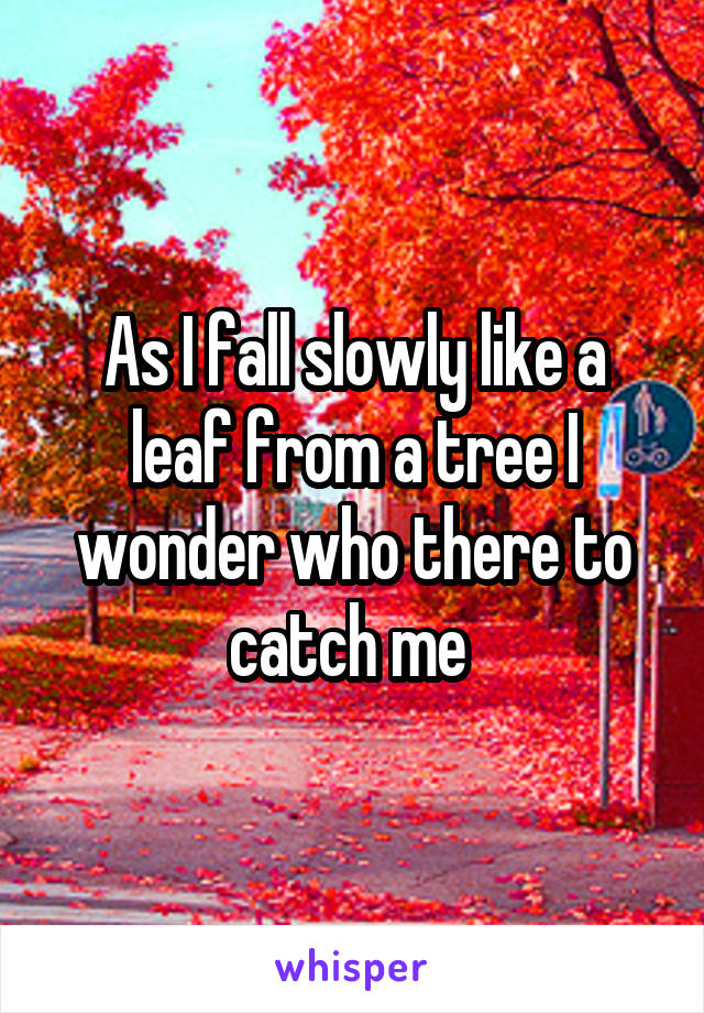 As I fall slowly like a leaf from a tree I wonder who there to catch me 