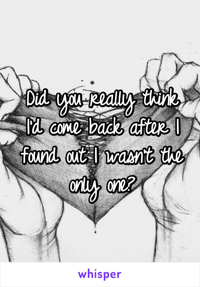 Did you really think I'd come back after I found out I wasn't the only one?