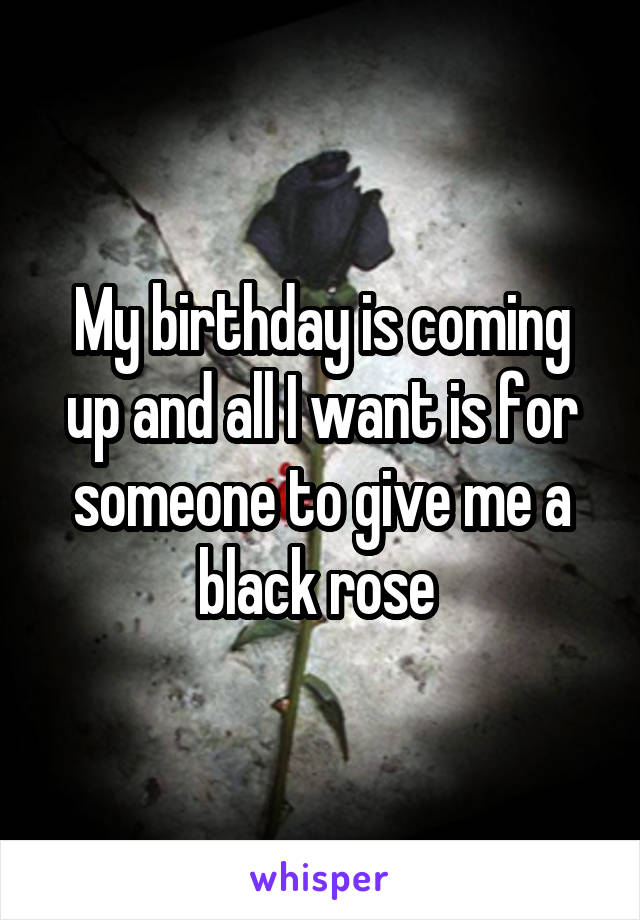 My birthday is coming up and all I want is for someone to give me a black rose 