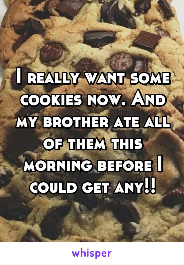 I really want some cookies now. And my brother ate all of them this morning before I could get any!!