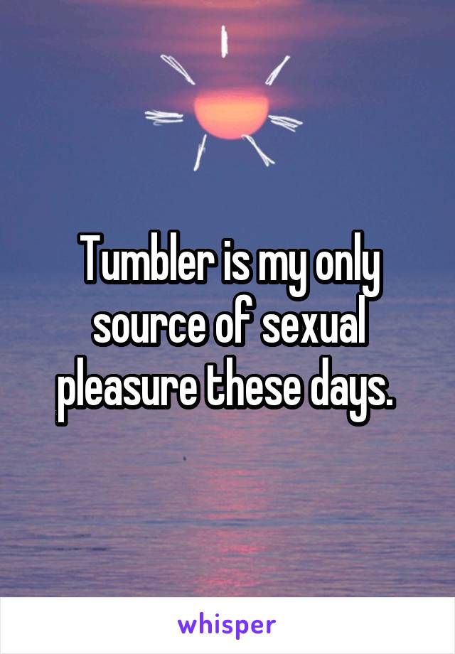 Tumbler is my only source of sexual pleasure these days. 