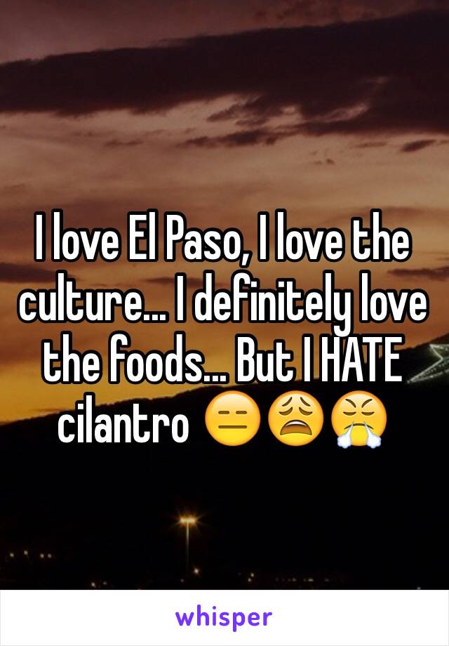 I love El Paso, I love the culture... I definitely love the foods... But I HATE cilantro 😑😩😤