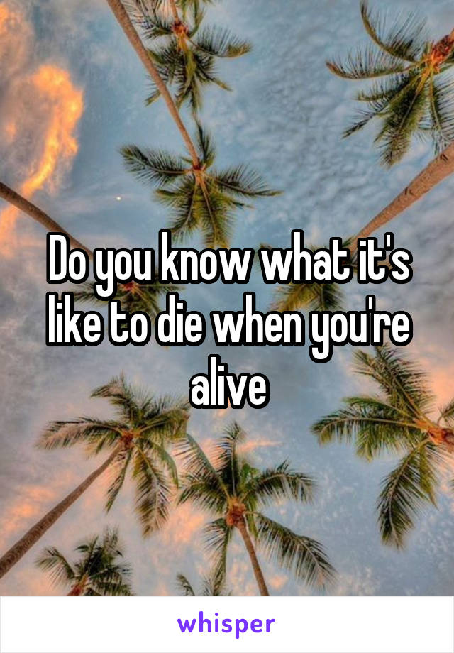 Do you know what it's like to die when you're alive