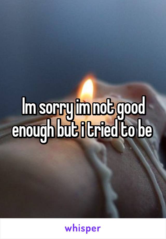 Im sorry im not good enough but i tried to be 