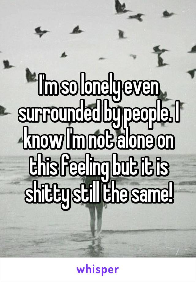 I'm so lonely even surrounded by people. I know I'm not alone on this feeling but it is shitty still the same!