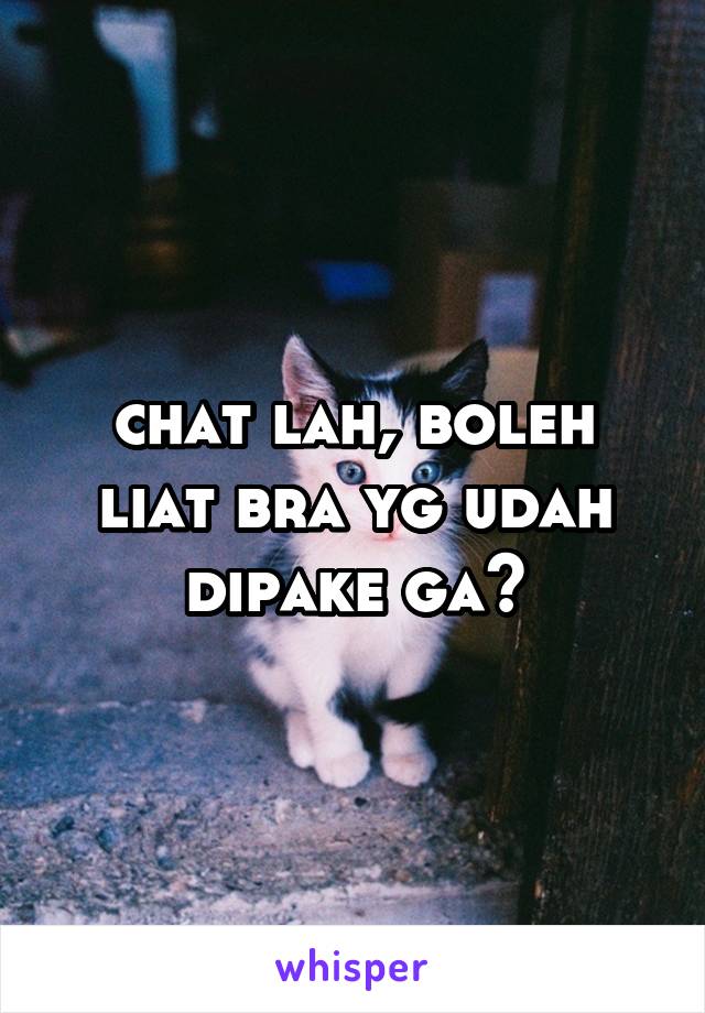 chat lah, boleh liat bra yg udah dipake ga?