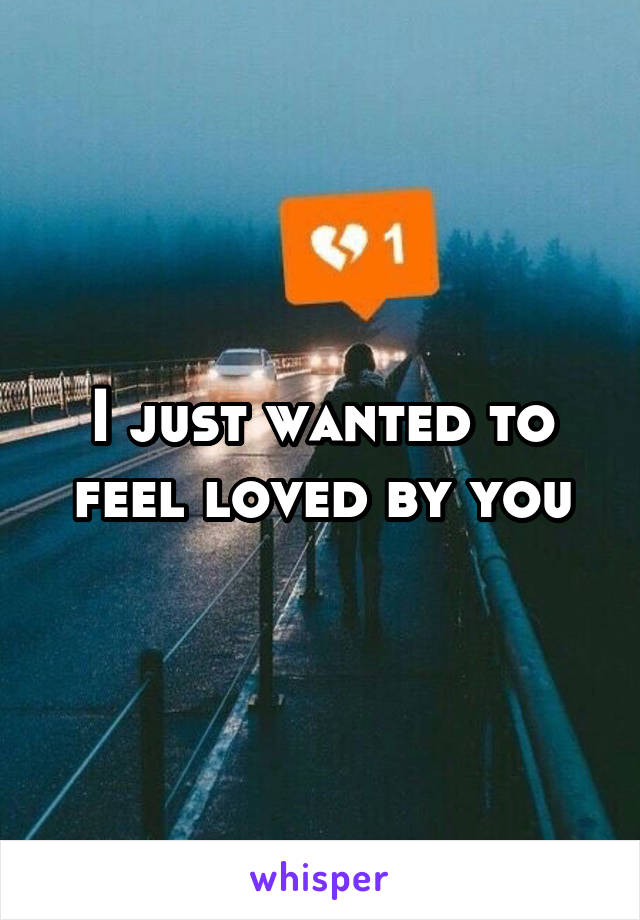 I just wanted to feel loved by you