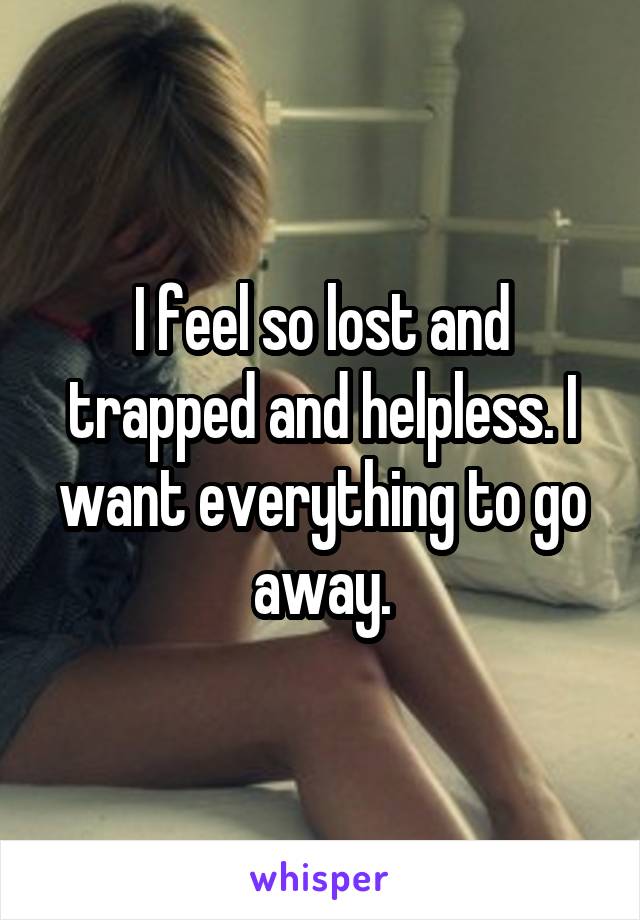 I feel so lost and trapped and helpless. I want everything to go away.