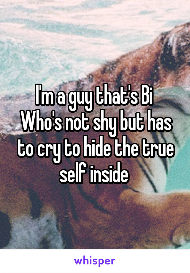 I'm a guy that's Bi 
Who's not shy but has to cry to hide the true self inside 