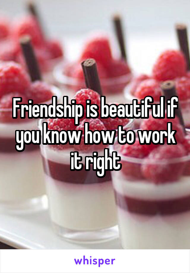 Friendship is beautiful if you know how to work it right