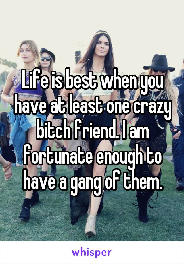 Life is best when you have at least one crazy bitch friend. I am fortunate enough to have a gang of them.