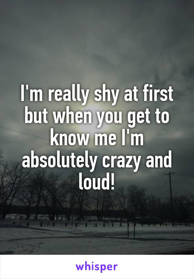 I'm really shy at first but when you get to know me I'm absolutely crazy and loud!