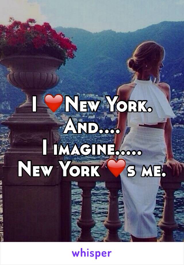 I ❤️New York. 
And....
I imagine.....
New York ❤s me.