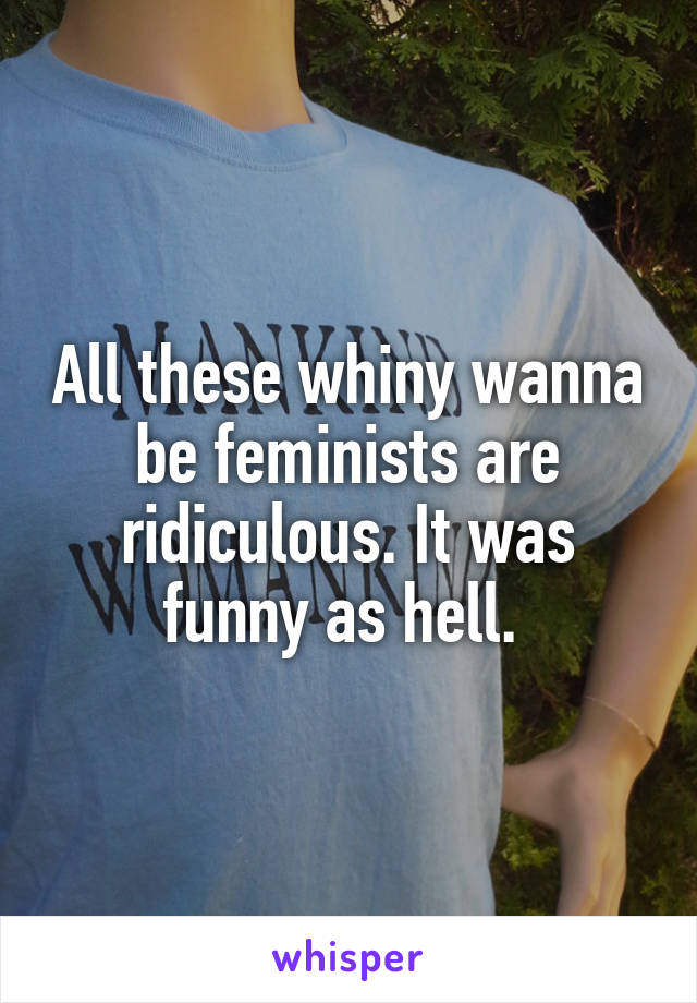 All these whiny wanna be feminists are ridiculous. It was funny as hell. 