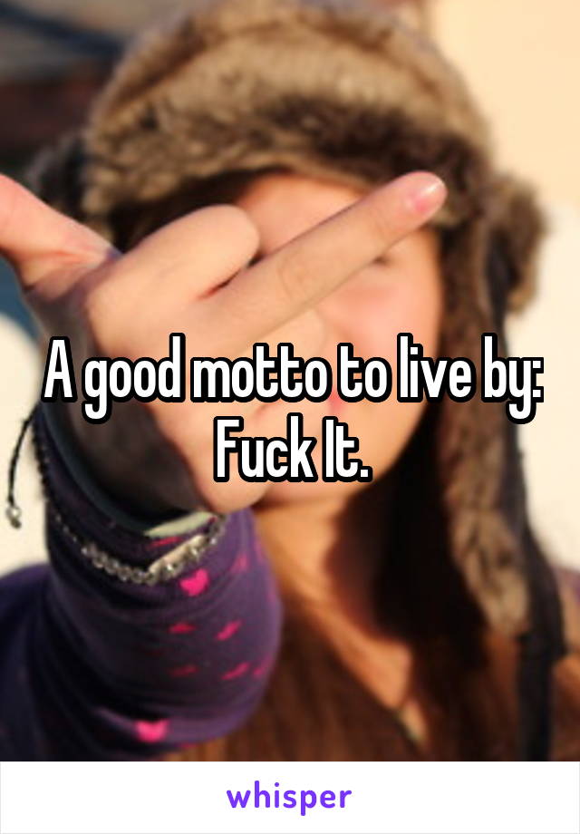 A good motto to live by: Fuck It.