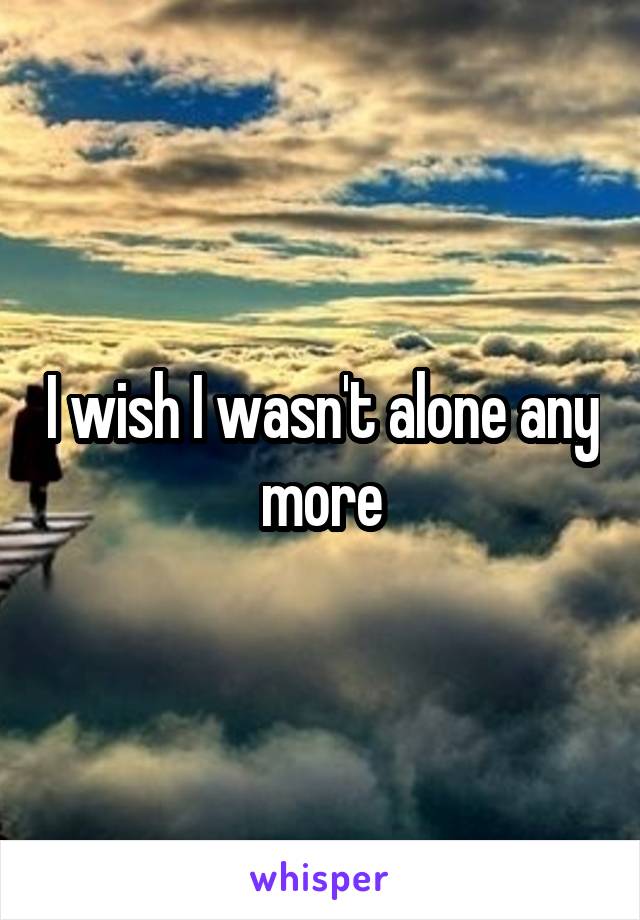 I wish I wasn't alone any more