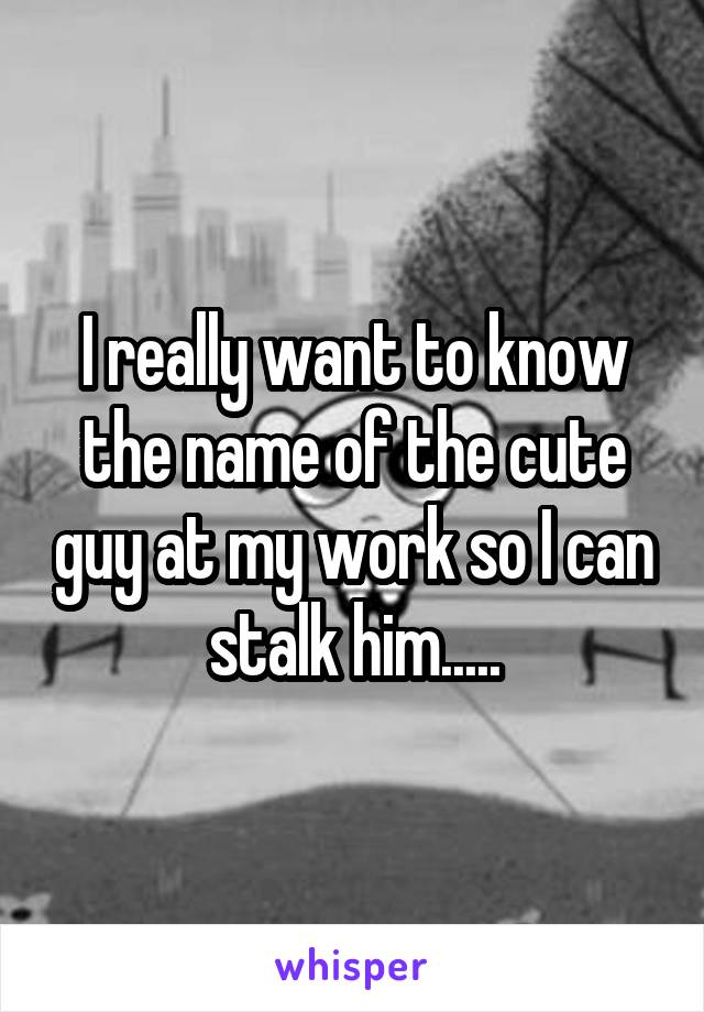 I really want to know the name of the cute guy at my work so I can stalk him.....