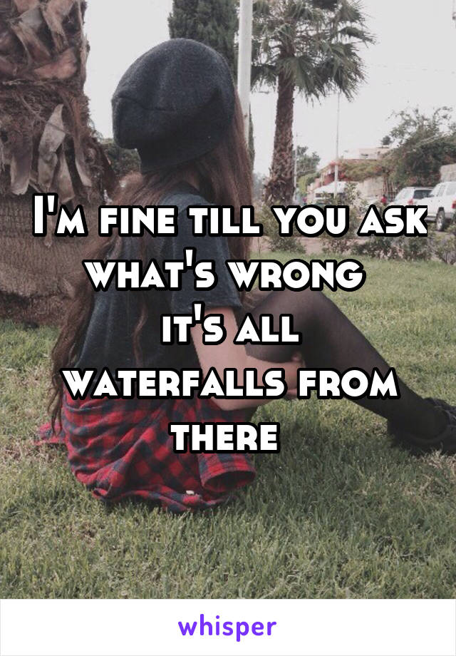 I'm fine till you ask what's wrong 
it's all waterfalls from there 