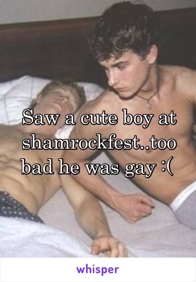 Saw a cute boy at shamrockfest..too bad he was gay :( 