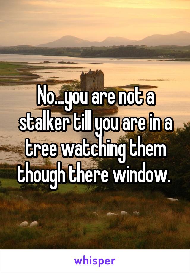 No...you are not a stalker till you are in a tree watching them though there window. 