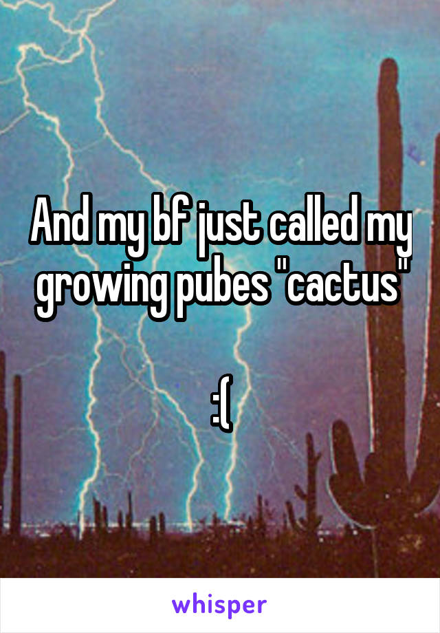 And my bf just called my growing pubes "cactus"

:(