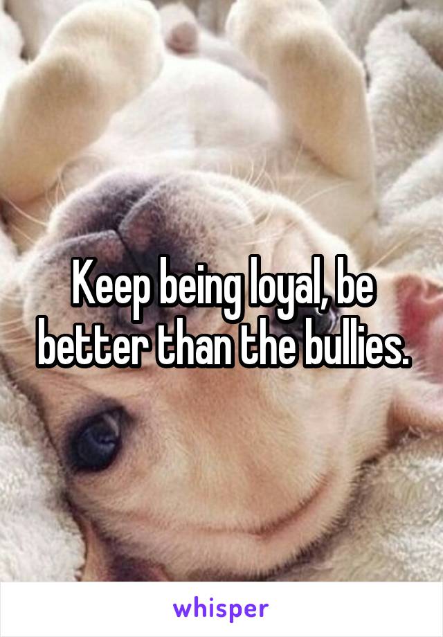 Keep being loyal, be better than the bullies.