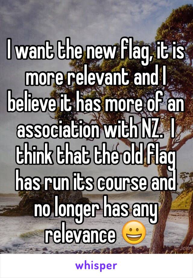 I want the new flag, it is more relevant and I believe it has more of an association with NZ.  I think that the old flag has run its course and no longer has any relevance 😀