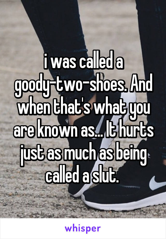 i was called a goody-two-shoes. And when that's what you are known as... It hurts just as much as being called a slut. 
