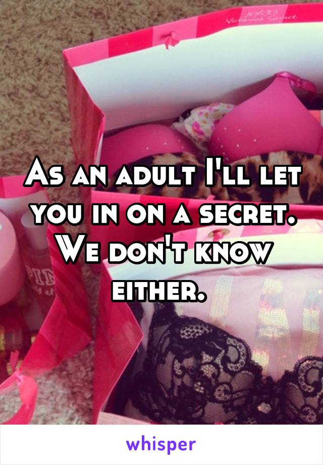 As an adult I'll let you in on a secret. We don't know either. 