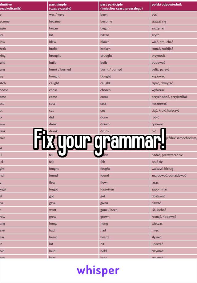 Fix your grammar!