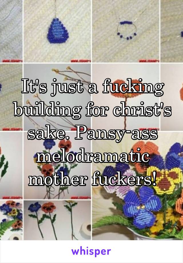 It's just a fucking building for christ's sake. Pansy-ass melodramatic mother fuckers!