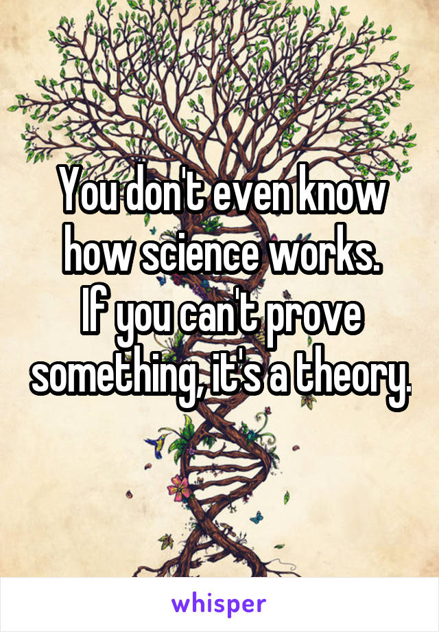 You don't even know how science works.
If you can't prove something, it's a theory. 