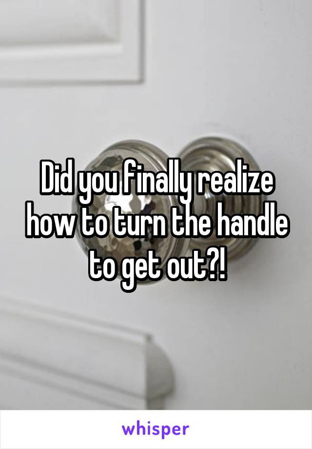 Did you finally realize how to turn the handle to get out?!