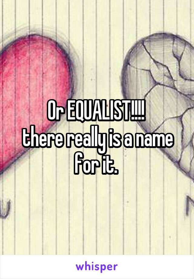 Or EQUALIST!!!! 
there really is a name for it. 