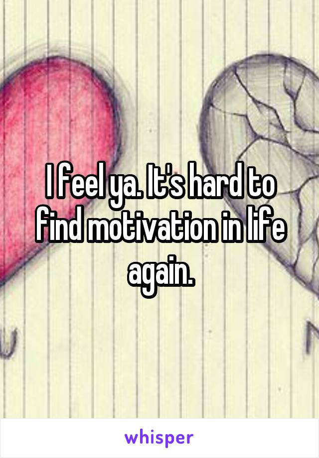 I feel ya. It's hard to find motivation in life again.