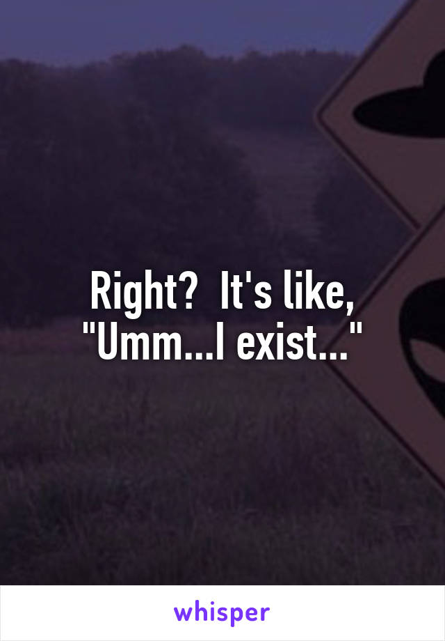 Right?  It's like, "Umm...I exist..."