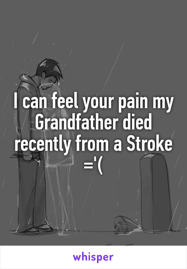 I can feel your pain my Grandfather died recently from a Stroke ='(