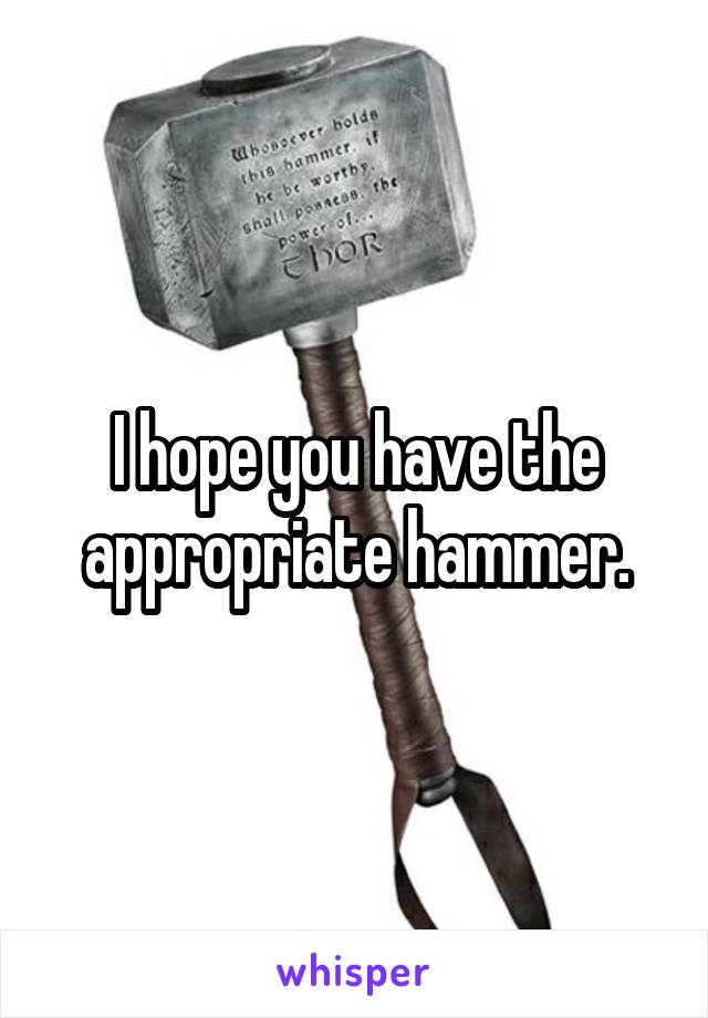 I hope you have the appropriate hammer.