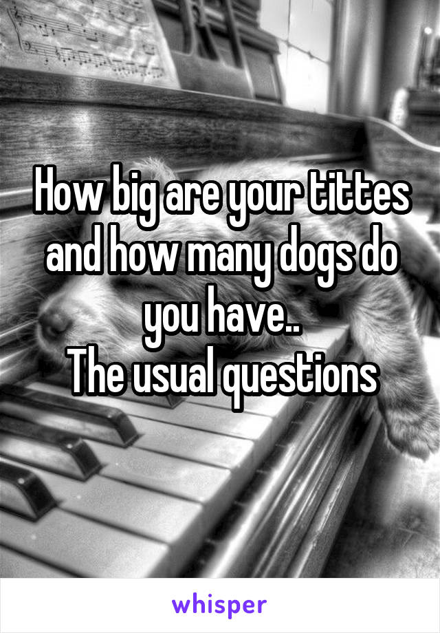 How big are your tittes and how many dogs do you have..
The usual questions
