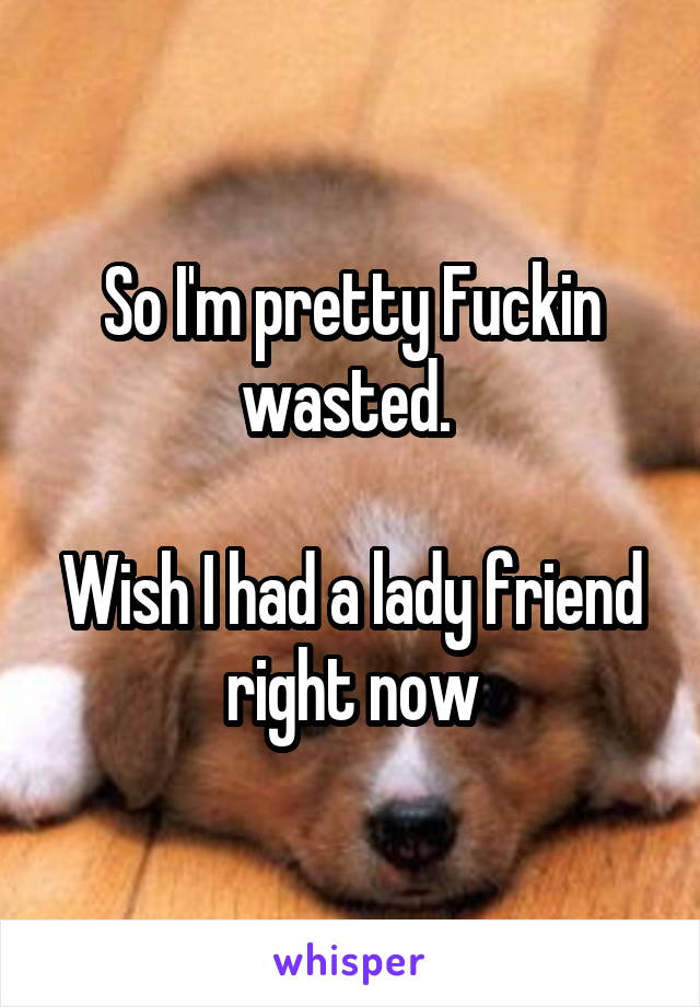 So I'm pretty Fuckin wasted. 

Wish I had a lady friend right now